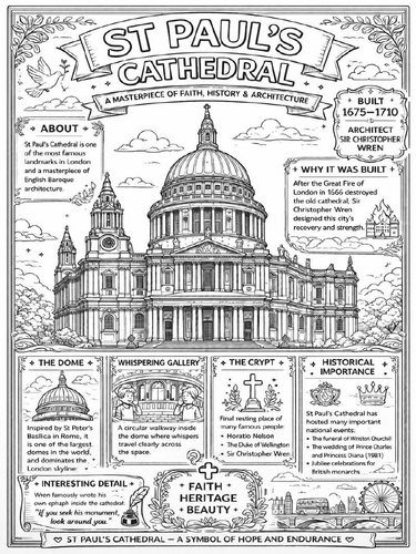 St Paul's Cathedral coloring poster