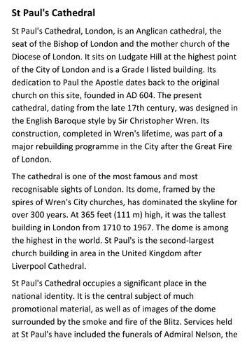 St Paul's Cathedral Handout