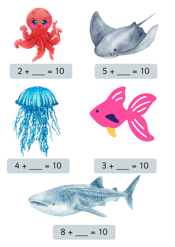 Number bonds Hunt - Sea Creature Theme