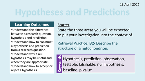 OCR AAQ in Applied Science- Investigating Science: Creating a Hypothesis and Prediction