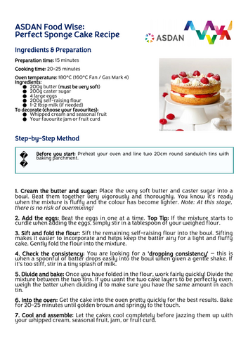 ASDAN Food Wise - The Perfect Sponge Cake