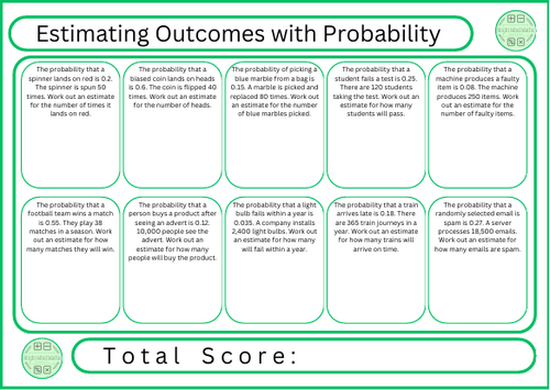 Estimating Outcomes with Probability - 10 Questions