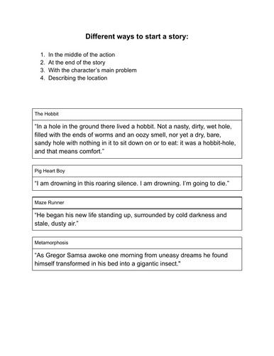 Story Openings - KS3 Worksheet