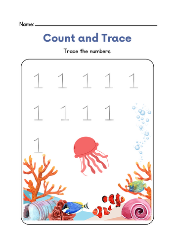 Under the Sea: Count and Trace (1–5)
