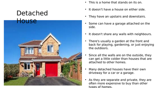 Different styles/types of homes