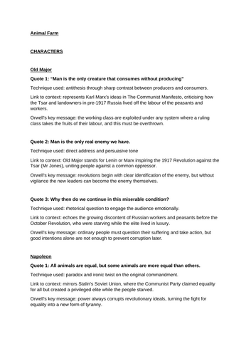 Animal Farm Key Quotes, Exam Guidance and Model Answer