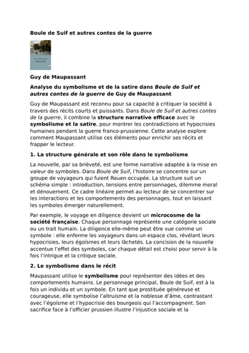 Boule de Suif – Guy de Maupassant – Symbolism and Satire