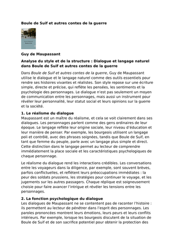 Boule de Suif – Guy de Maupassant - Dialogue and Natural Language