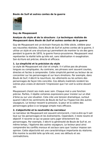 Boule de Suif – Guy de Maupassant – The Realist Technique