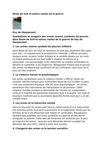 Boule de Suif – Guy de Maupassant – Weapons as Symbols of Power