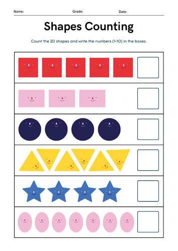 2D Shape Counting to 10