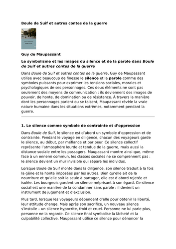 Boule de Suif – Guy de Maupassant – Silence and Speech