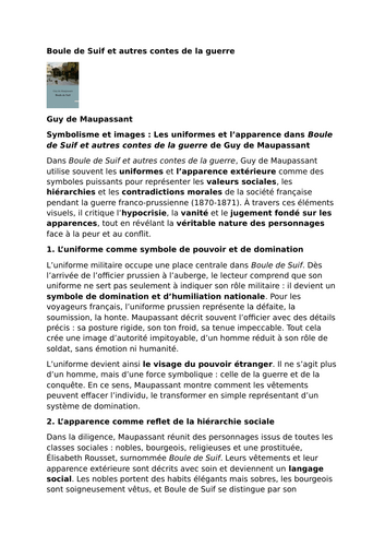Boule de Suif – Guy de Maupassant – Symbolism and Imagery of Uniforms and Appearance