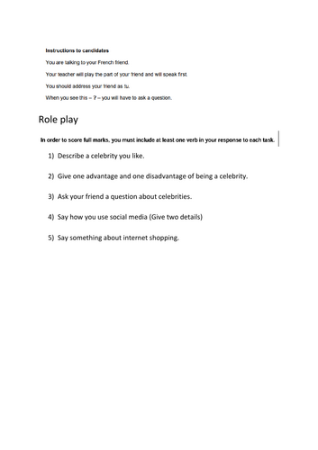 French GCSE exam practice (speaking and writing)