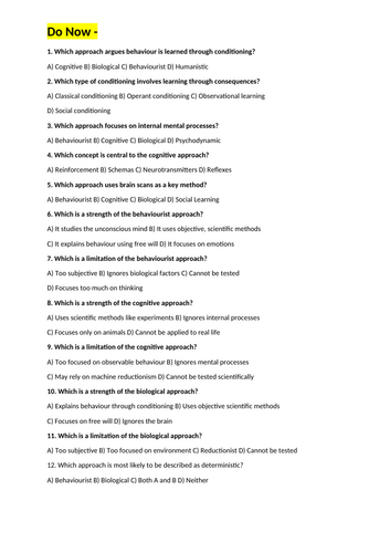 Approaches - Psychodynamic Approach