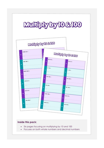 Multiplying numbers by 10 and 100