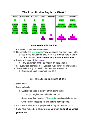 Year 11 - Structured Revision - Week 1