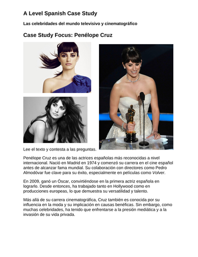 A level SP Case Study – Penélope Cruz