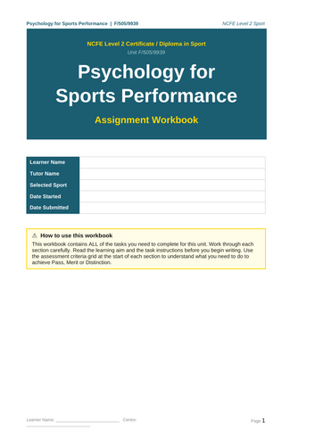 Psychology for Sports Performance NCFE