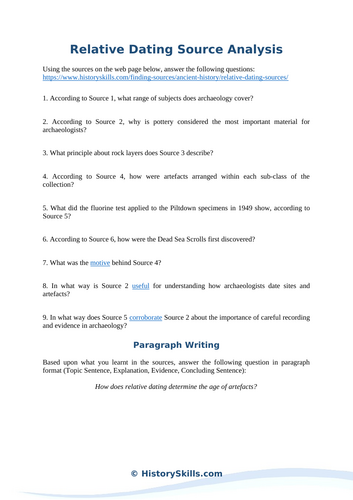 Relative Dating Techniques in Archaeology Source Analysis Worksheet
