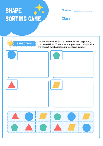 Shape Sorting Game: Cut and Paste Logic Activity