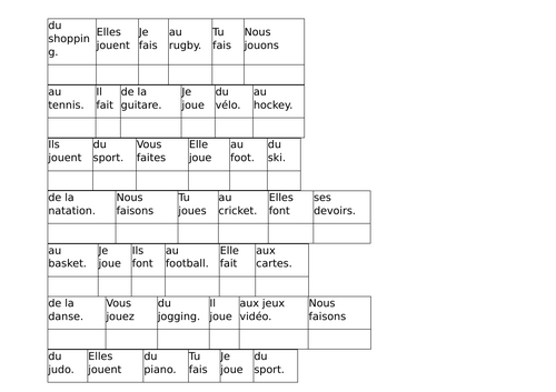 French hobby sentences