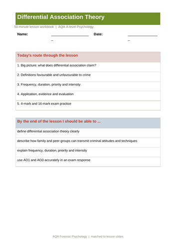 Slides & workbook | Differential Association