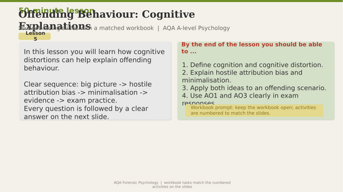 Slides & Workbook | Forensic Psychology | Cognitive Explanations