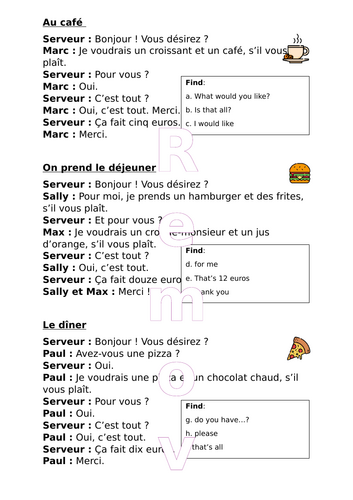 Mini French food ordering