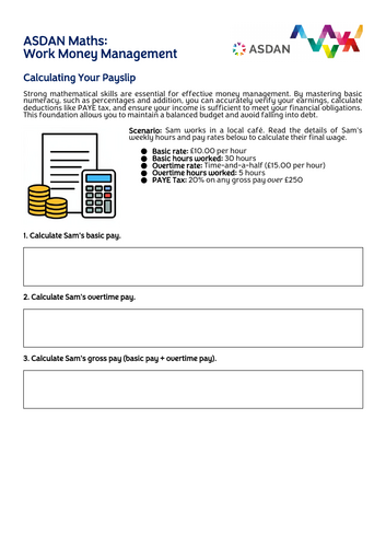 ASDAN Maths - Managing Work Money and Budgeting