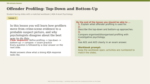 Forensic Psych | Top Down Bottom Up | Workbook & Slides