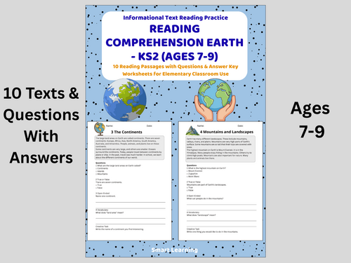 Reading Comprehension Earth Worksheets (Ages 7–9) | 10 Texts & Questions