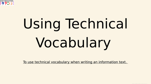Technical Vocab in Information Texts