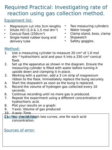 NEW WJEC (2026) GCSE Science - Required Practical: Rate of Reaction - Gas Collection