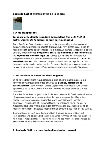 Boule de Suif – Guy de Maupassant – Gender