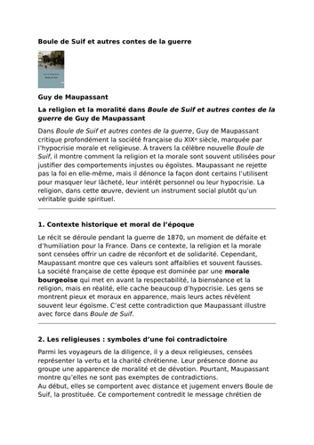 Boule de Suif – Guy de Maupassant – Religion and Morality