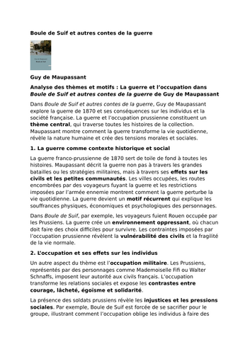 Boule de Suif – Guy de Maupassant – War and Occupation