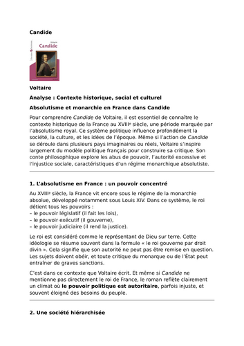 Candide – Voltaire – Absolutism and Monarchy