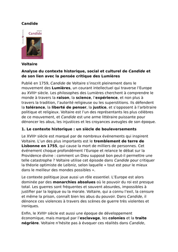 Candide – Voltaire – Enlightenment Context and Critical Thought