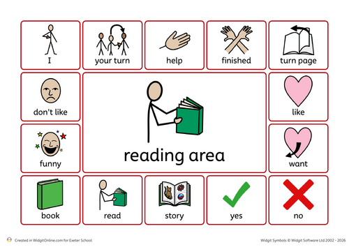 Reading corner communication board- Widgit