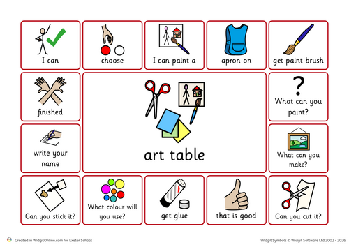Art table communication board- Widgit