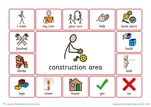Construction area communication board- Widgit