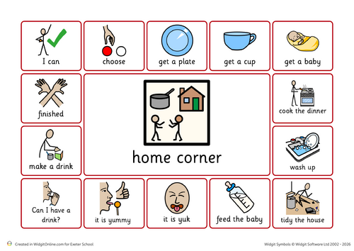 Home corner communication board- Widgit