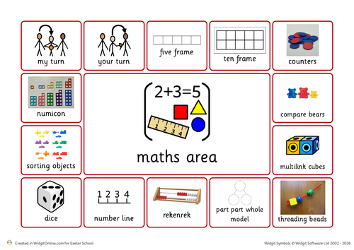 Maths area communication board- Widgit