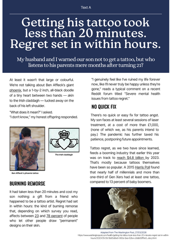 Functional Skills reading practise paper - Level 1 and 2