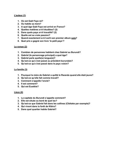 Le petit pays - carousel reading activity