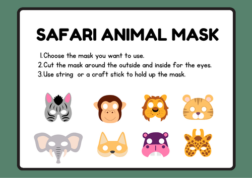 8 Printable Safari Animal Masks!