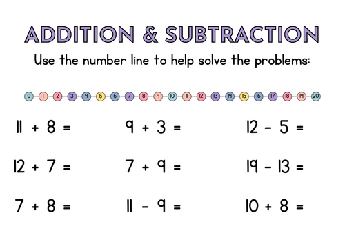 Addition and Subtraction Worksheet (within 20)