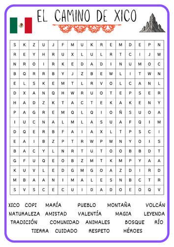 El camino de Xico Sopa de letras - Wordsearch Xicos journey mexican film