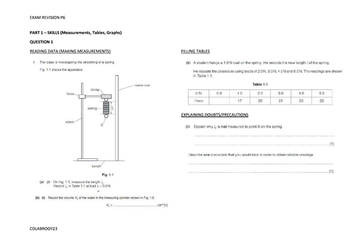 Physics paper 6 Revision
